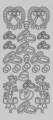 Zier-Sticker-Bogen-3085s-Eheringe/Blumen-silber