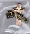 HobbyFun-CREApop-Deko-179-Kreuz mit Feder-gold/schwarz-Tisch/Kartendeko-3cm hoch