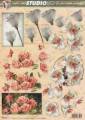 3D Etappen-Bogen-STSL 1190-Wei&szlig;e Rose-Lilien-Rosenstrau&szlig;