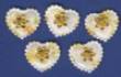 Stoffapplikationen-kleine Herzen mit Glitzersteinchen-STH 10-wei&szlig; mit Blumen-gelb