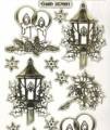 Zier-Sticker-Bogen-Weihnachts-Kerzen und Laternen-transparent/gold-MD7001trg