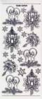 Zier-Sticker-Bogen-Weihnachts-Kerzen und Laternen-transparent/silber-W 7001trs