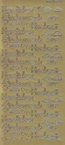 Zier-Sticker-Bogen-Herzlichen Glückwunsch zur Hochzeit-gold-2791g